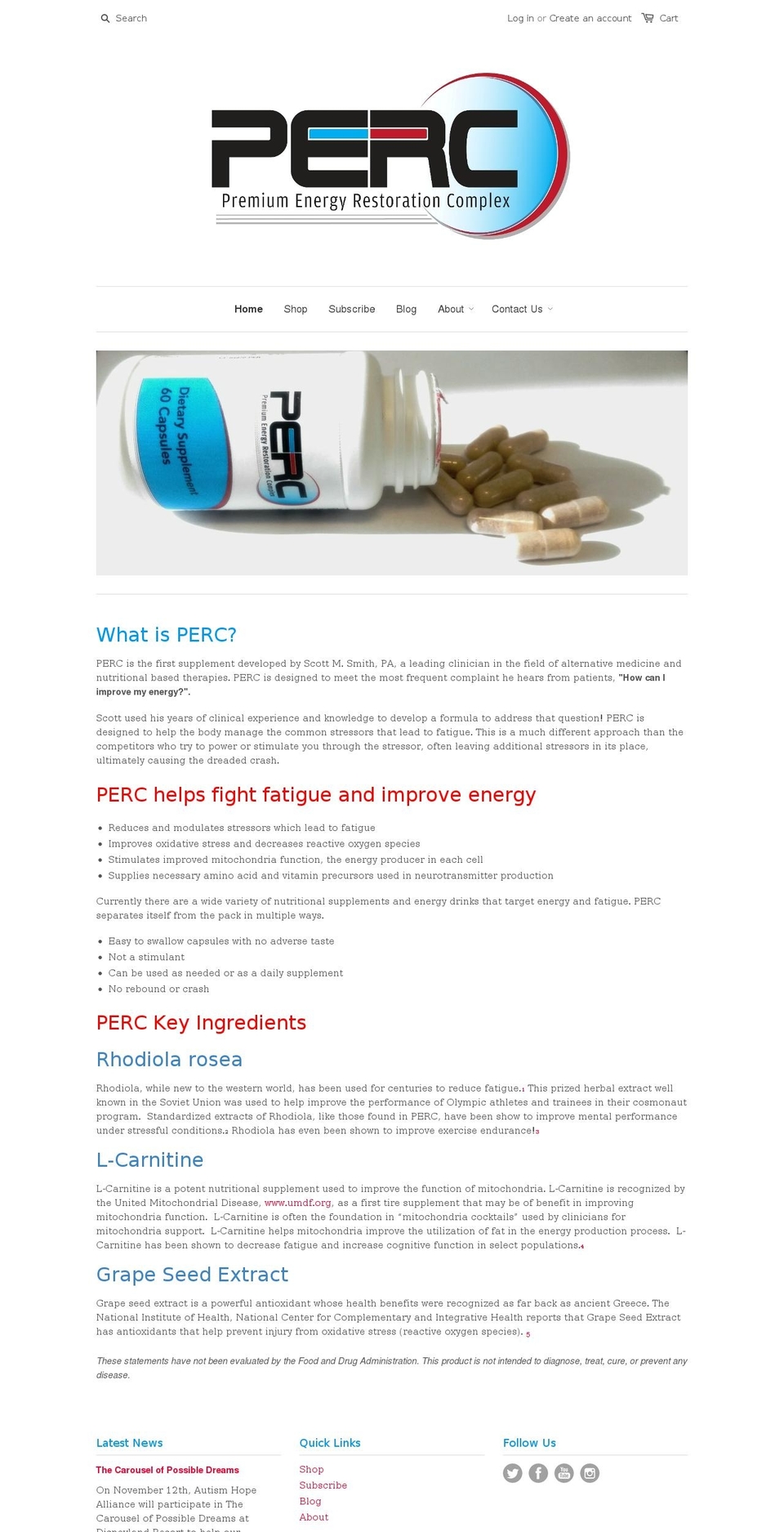 tryperc.com shopify website screenshot