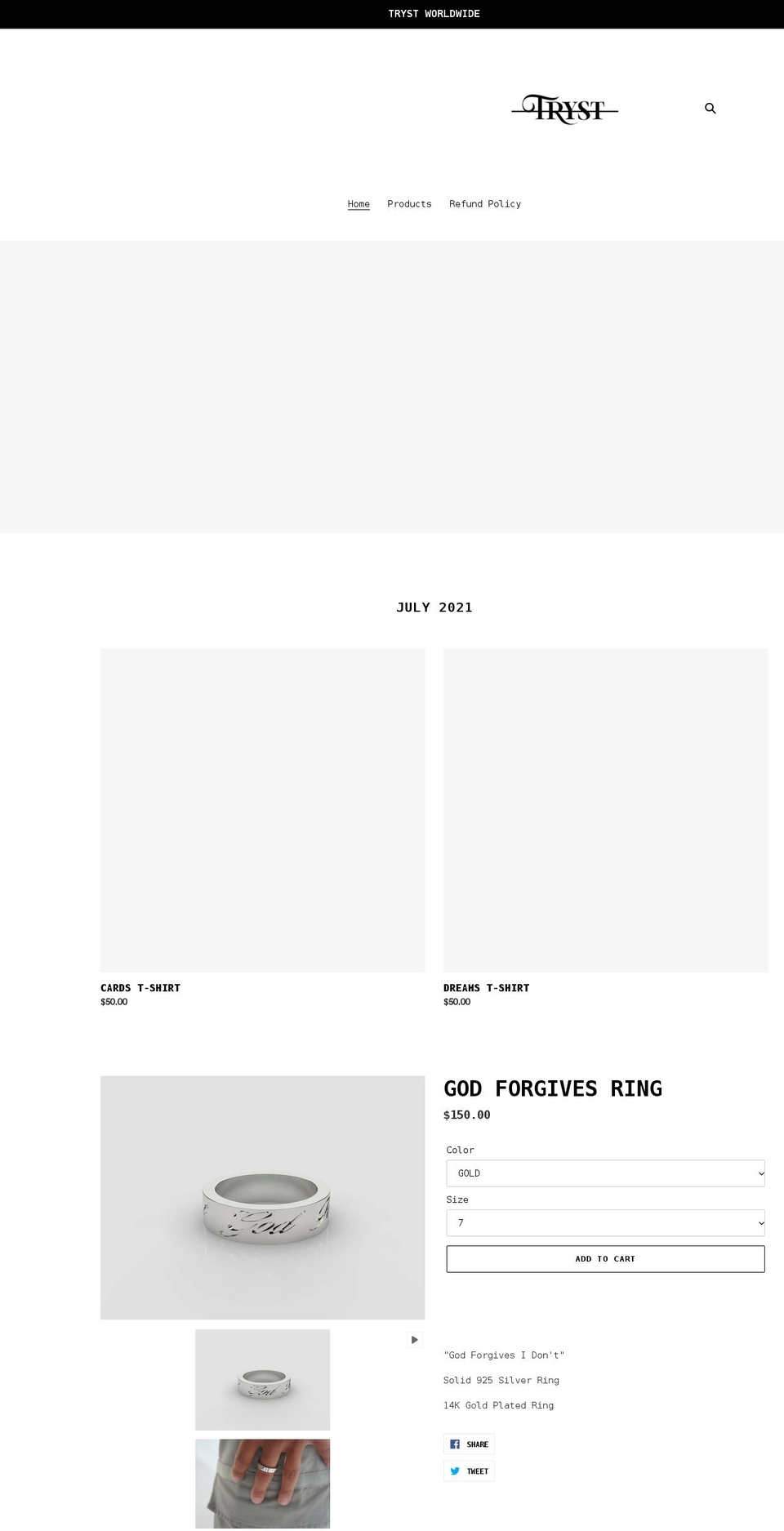 trystworldwide.com shopify website screenshot
