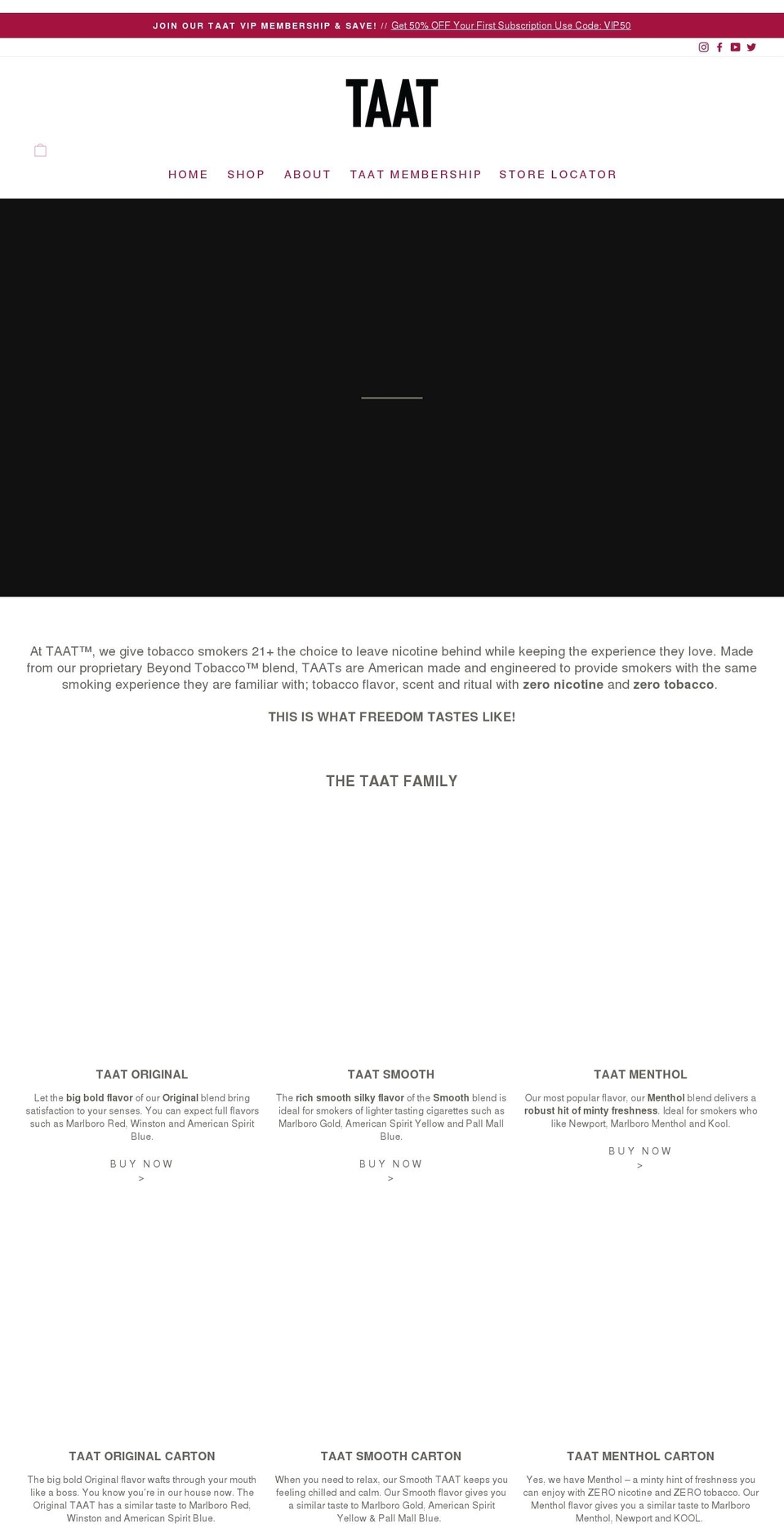 trytaat.com shopify website screenshot