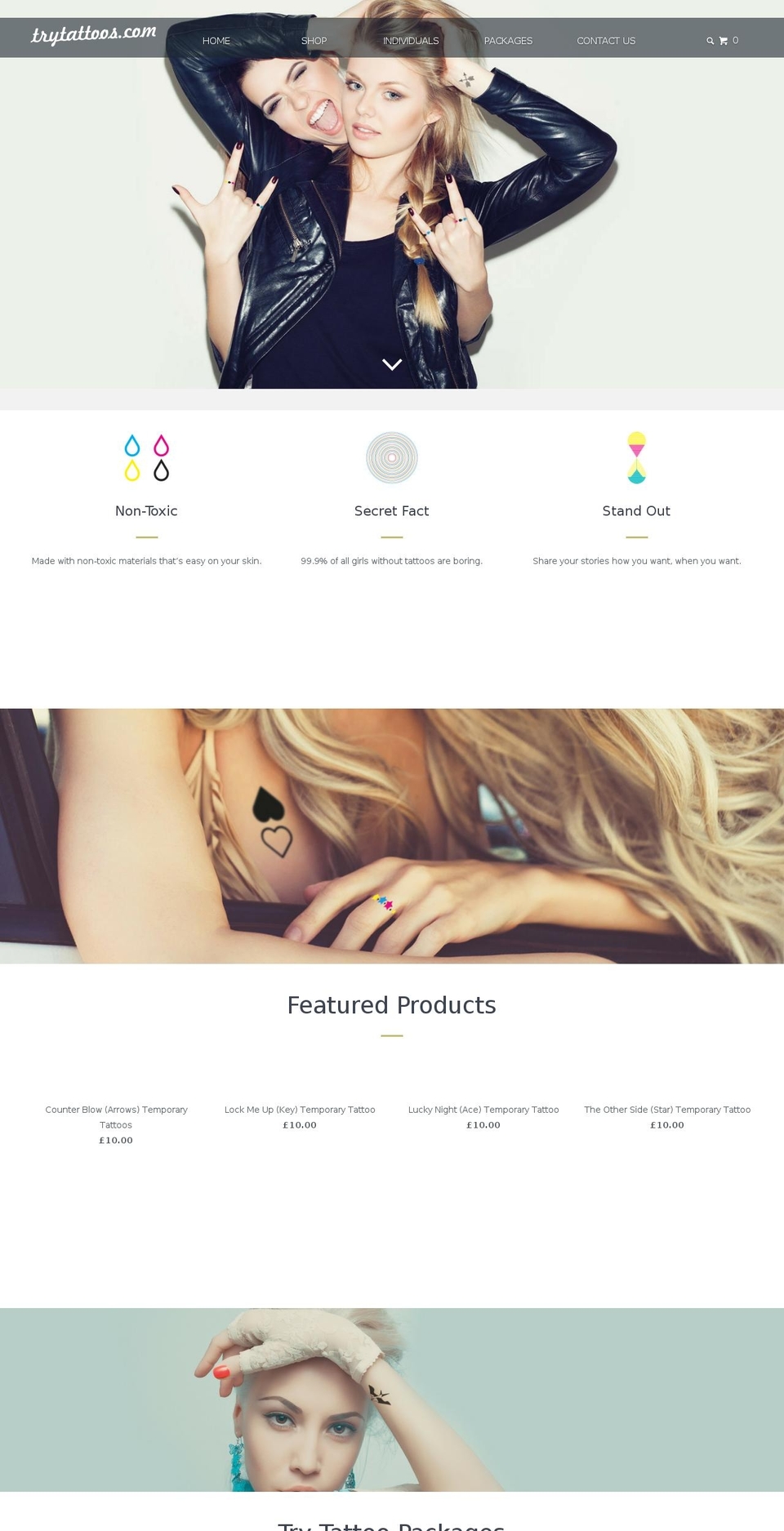 trytattoos.com shopify website screenshot