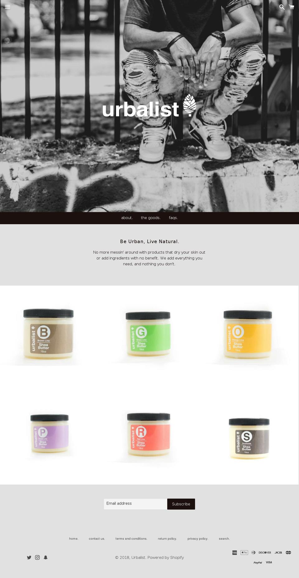 tryurbalist.com — Shopify storefront screenshot