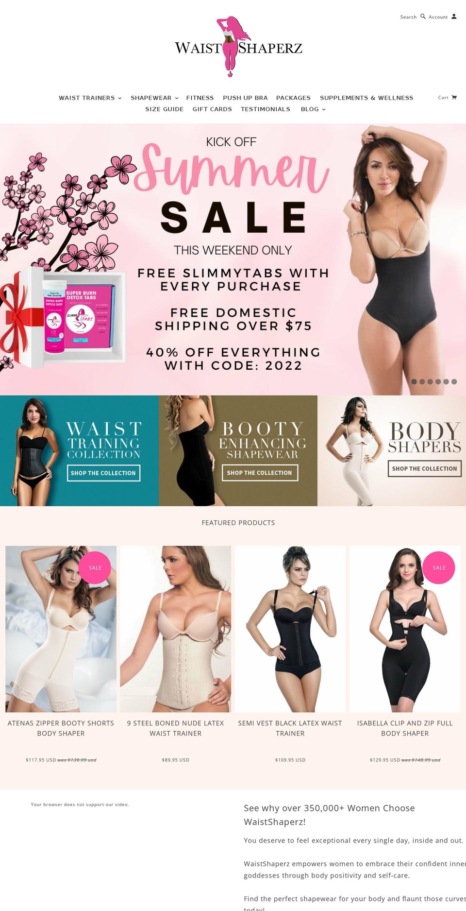 trywaistshaperz.com shopify website screenshot