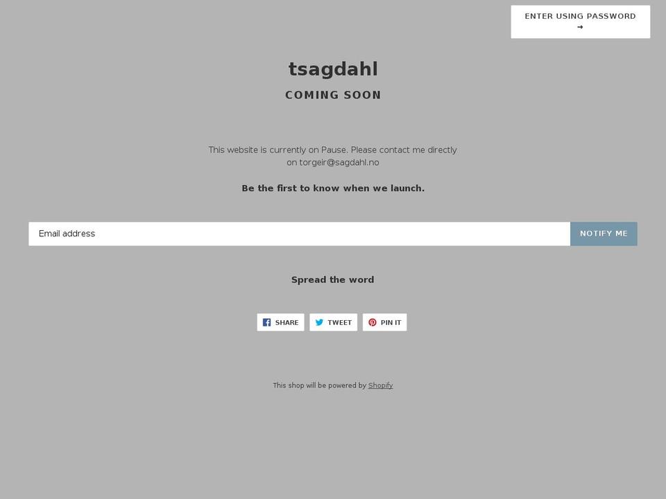 tsagdahl.com — Shopify storefront screenshot