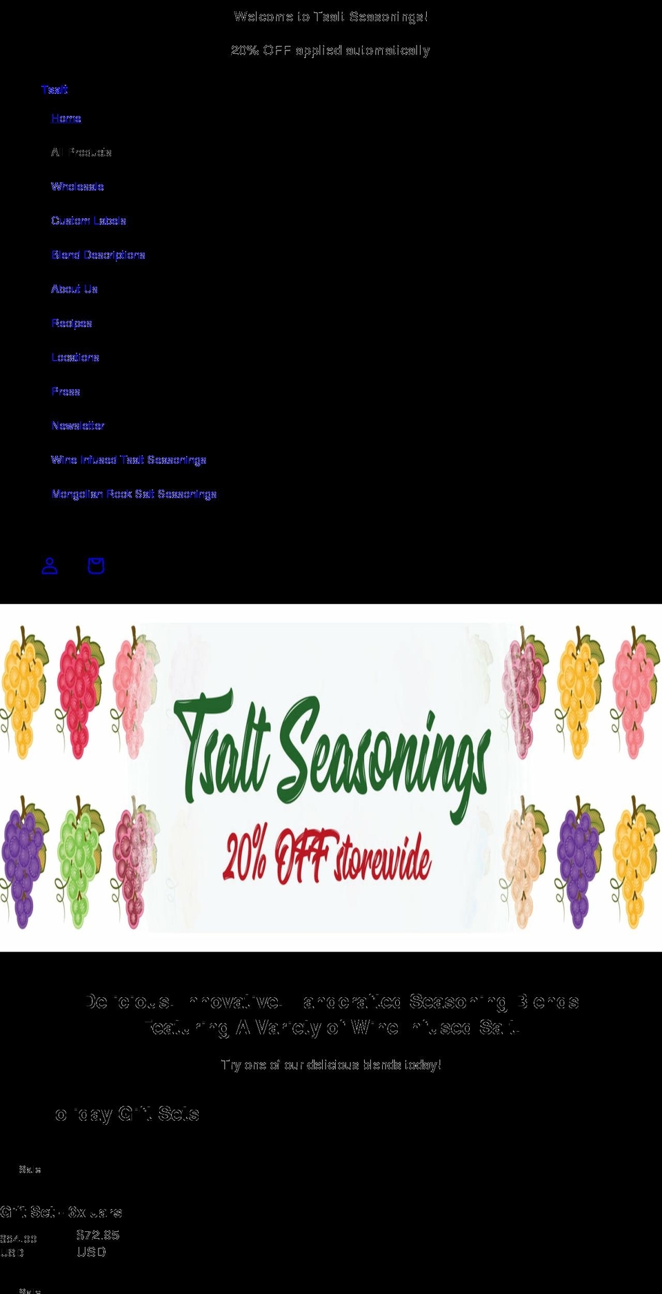 tsaltseasonings.com — Shopify storefront screenshot