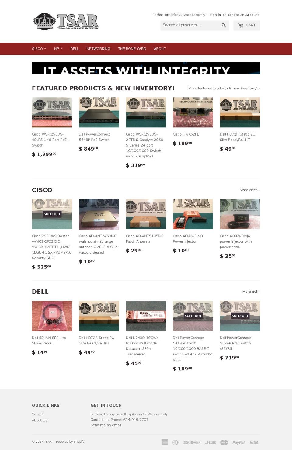 tsarllc.com shopify website screenshot