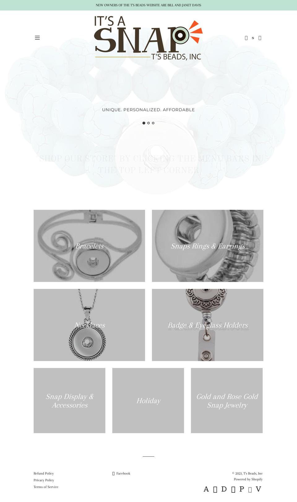 tsbeadsinc.com shopify website screenshot