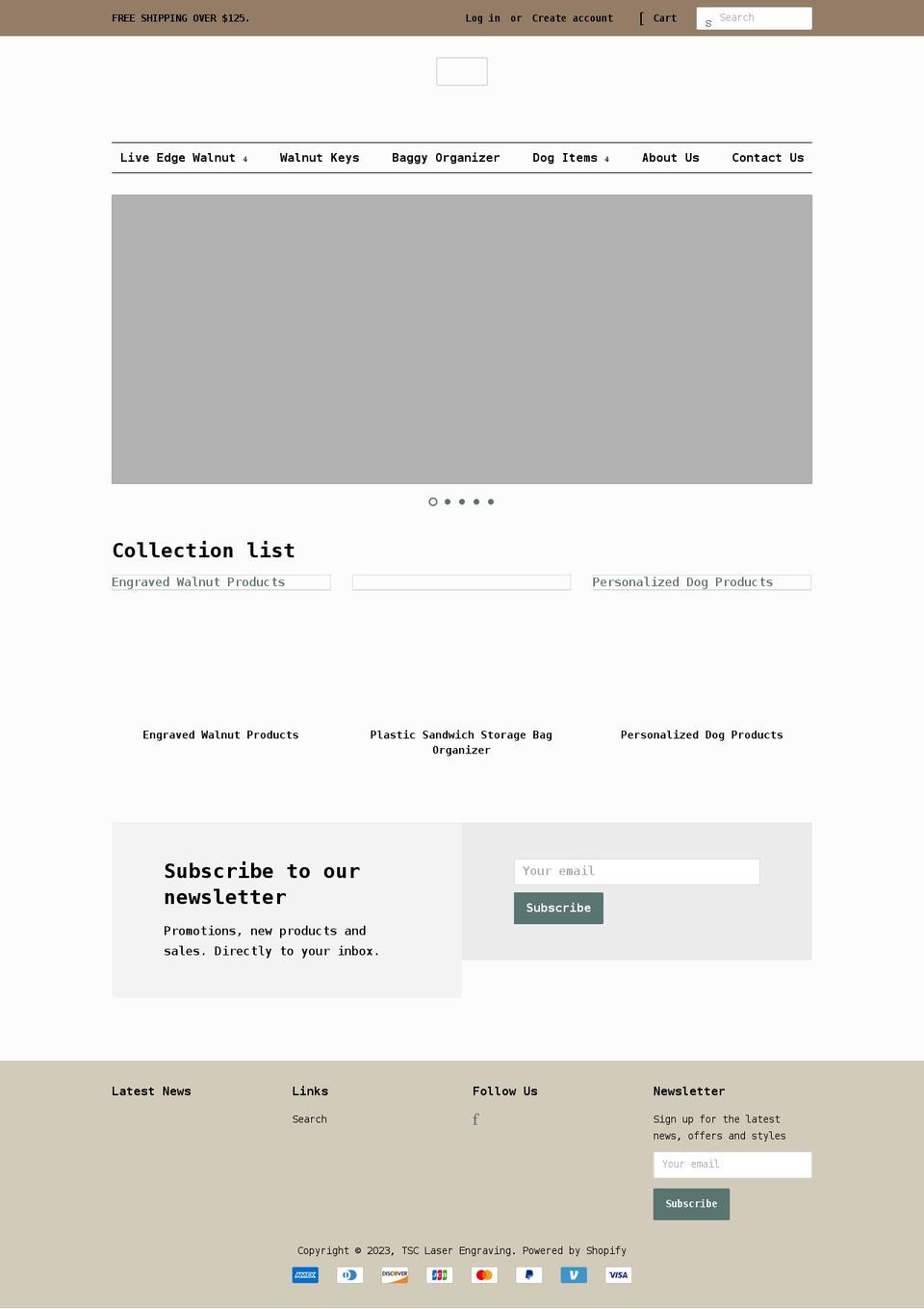 tsclaserengraving.com shopify website screenshot