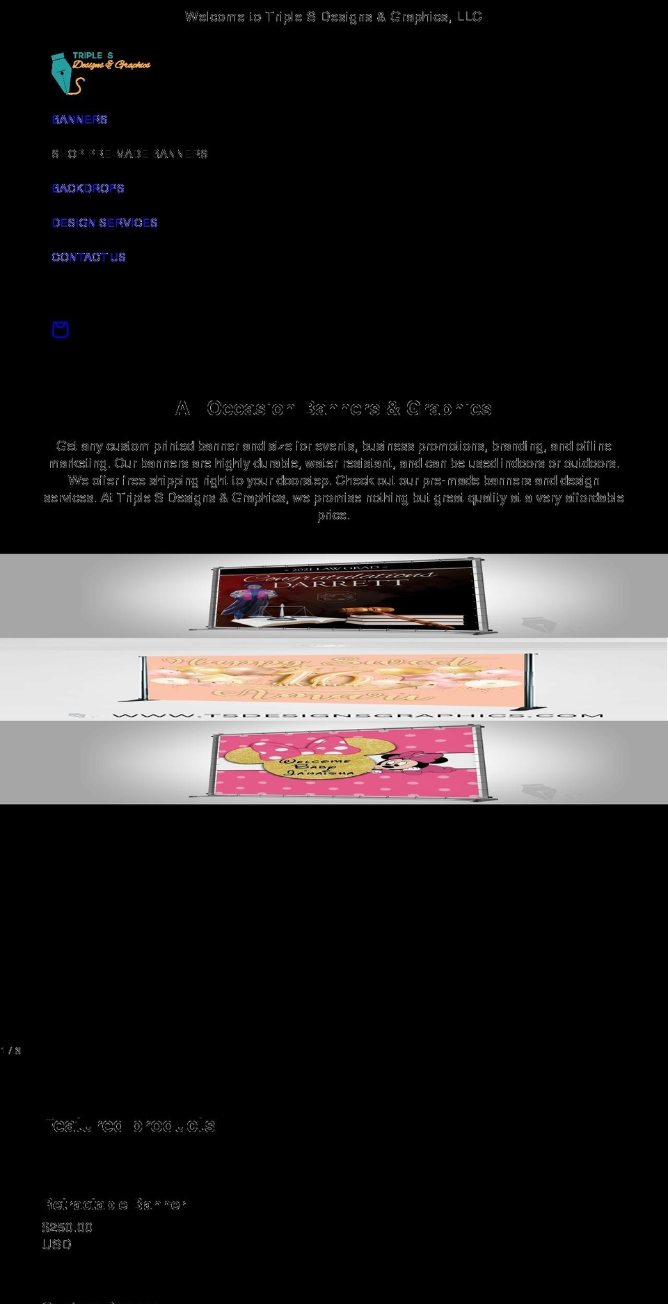 tsdesignsgraphics.com shopify website screenshot