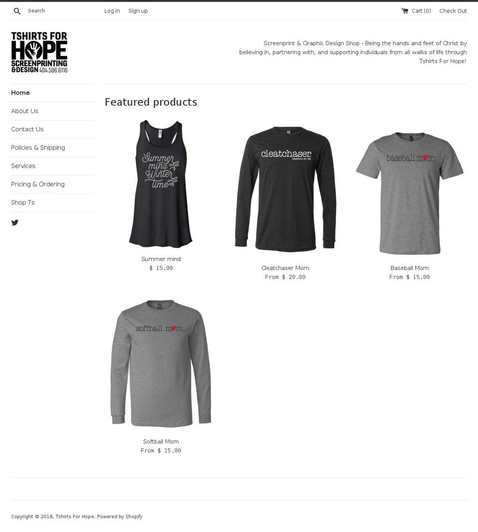tsforhope.org shopify website screenshot