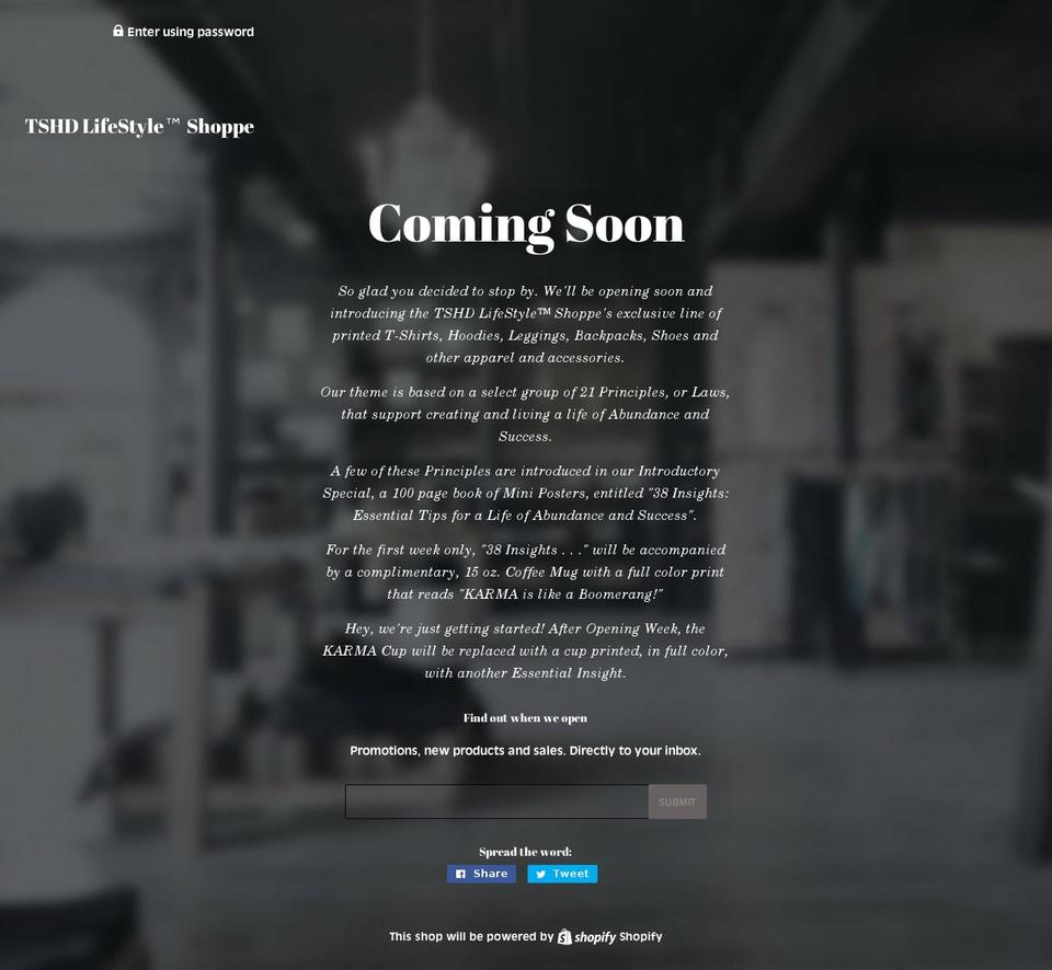 tshdlifestyle-shoppe.teressapoe-culton.com — Shopify storefront screenshot