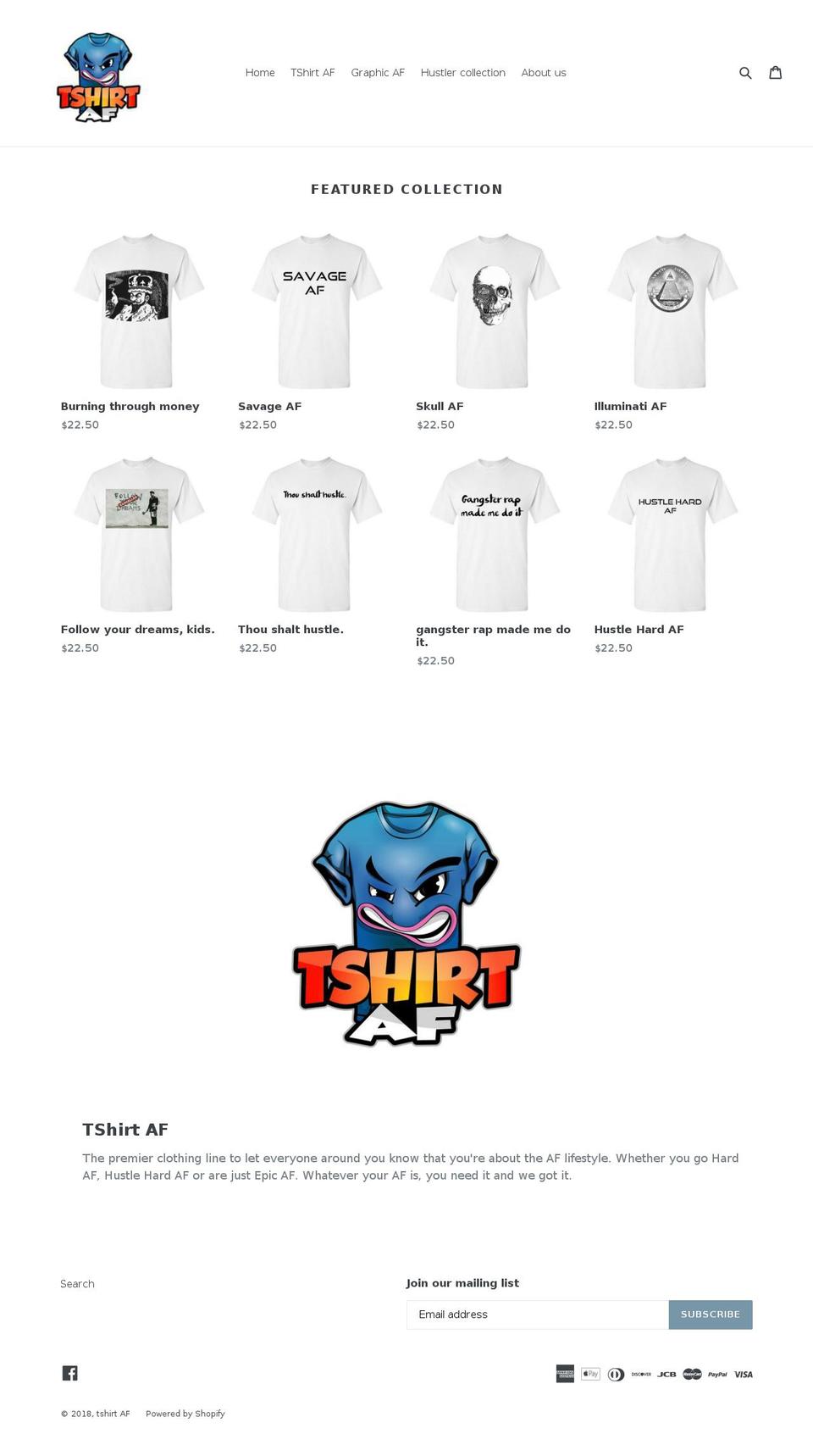 tshirtaf.net shopify website screenshot
