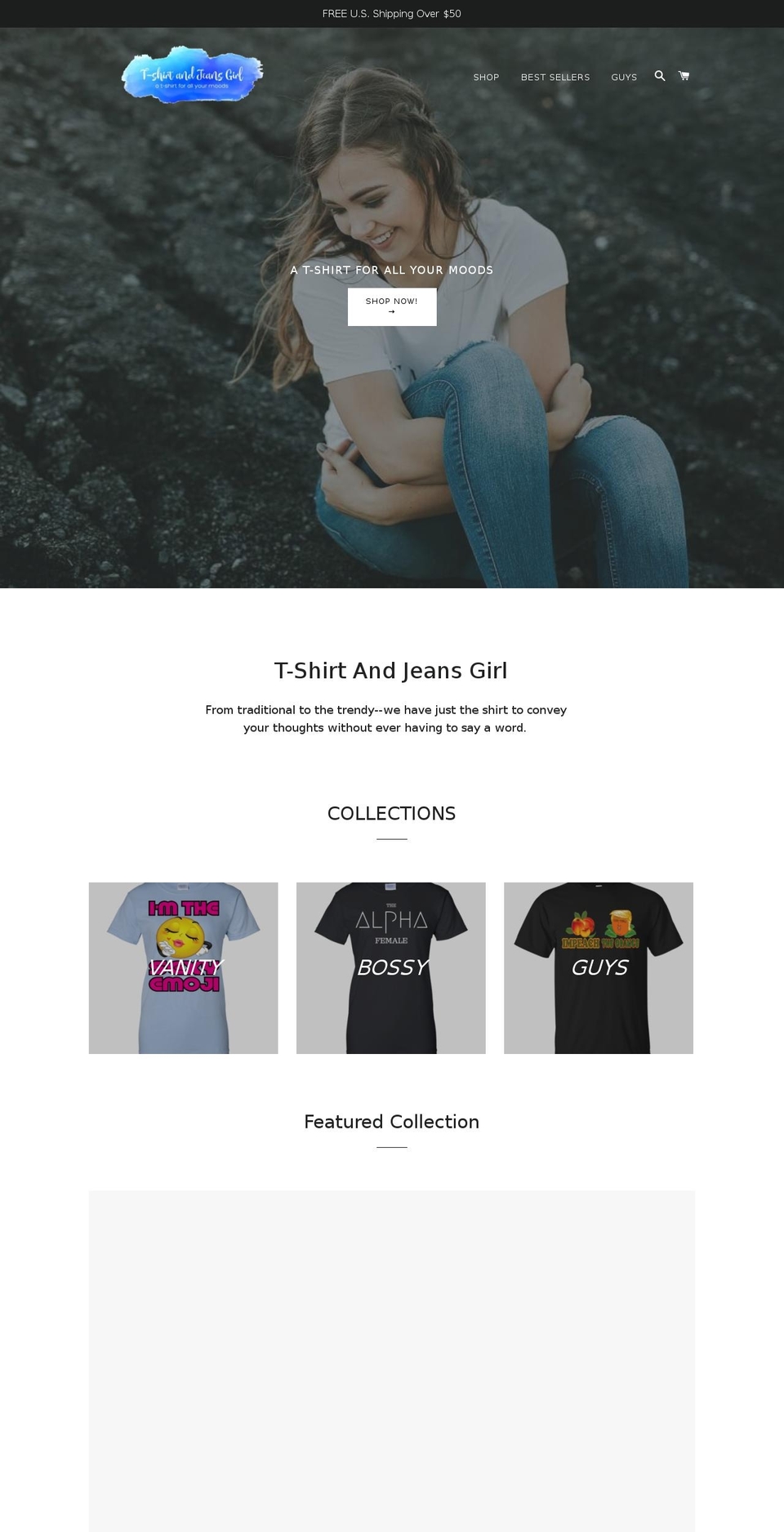 tshirtandjeansgirl.com — Shopify storefront screenshot