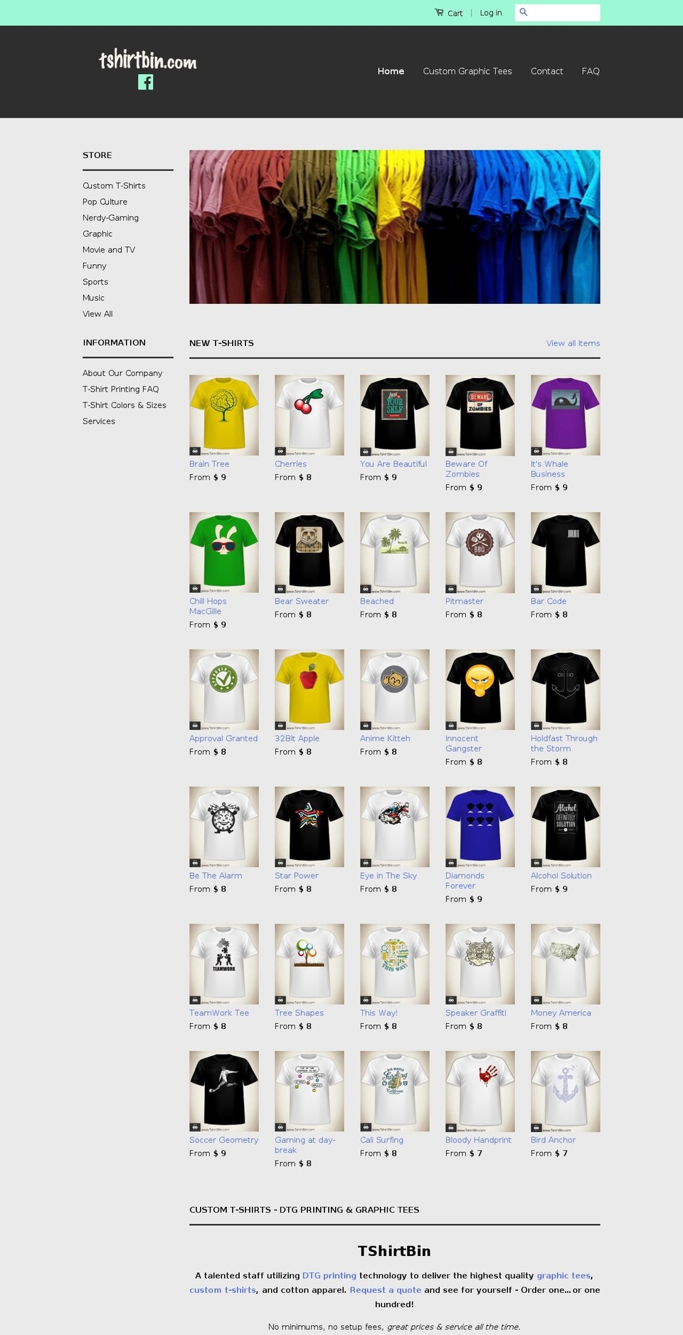tshirtbin.com shopify website screenshot