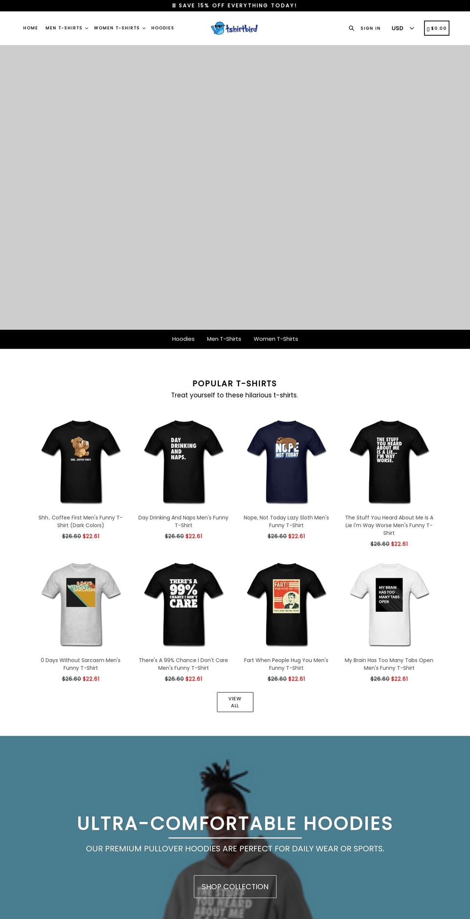 tshirtbird.com shopify website screenshot