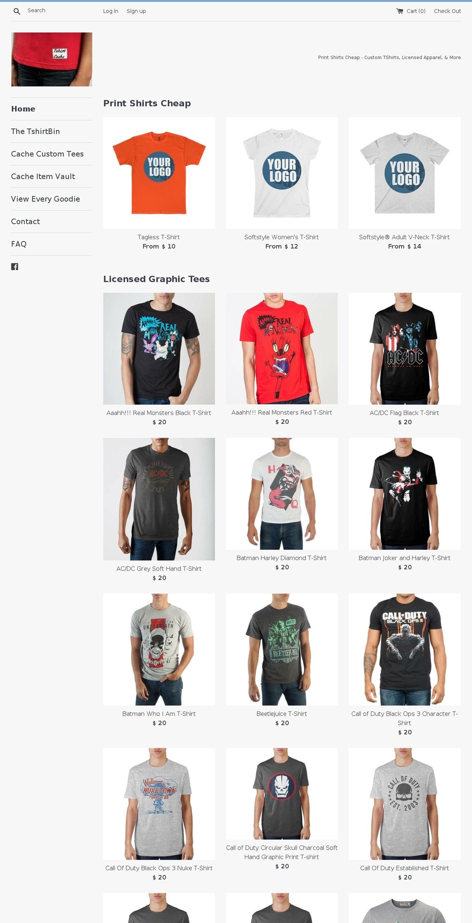 tshirtcache.com — Shopify storefront screenshot