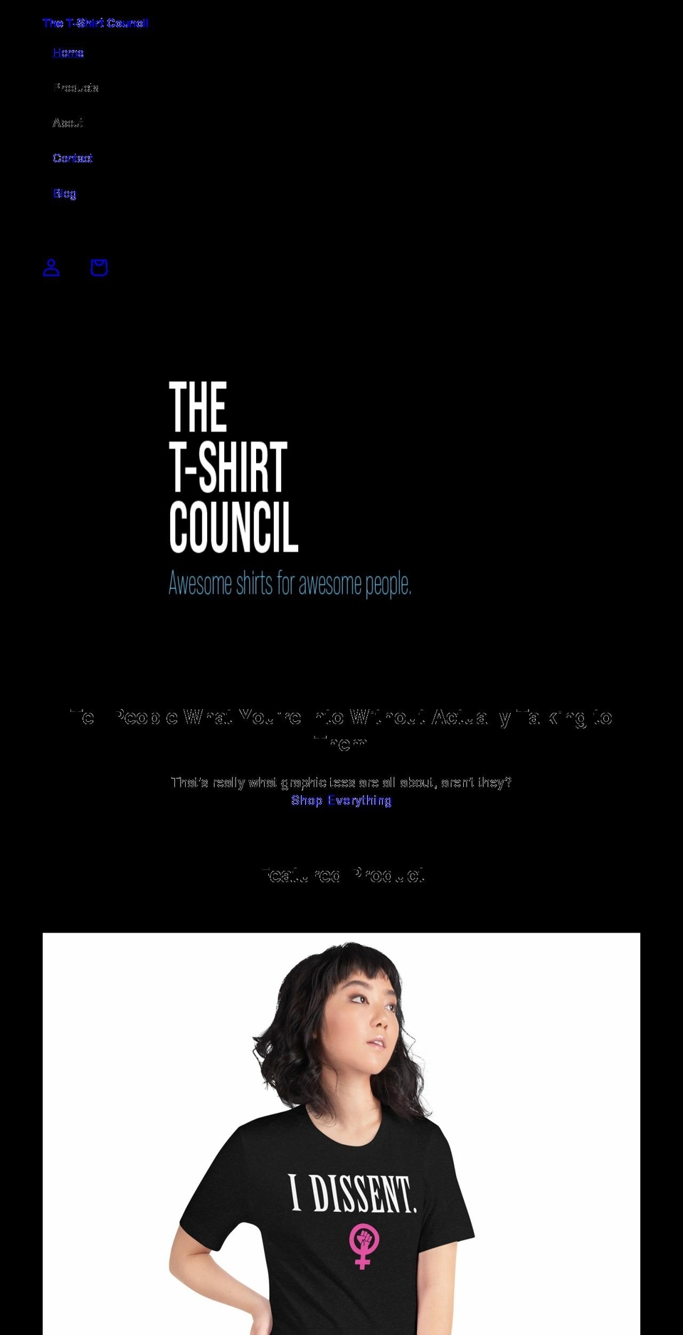 tshirtcouncil.com shopify website screenshot