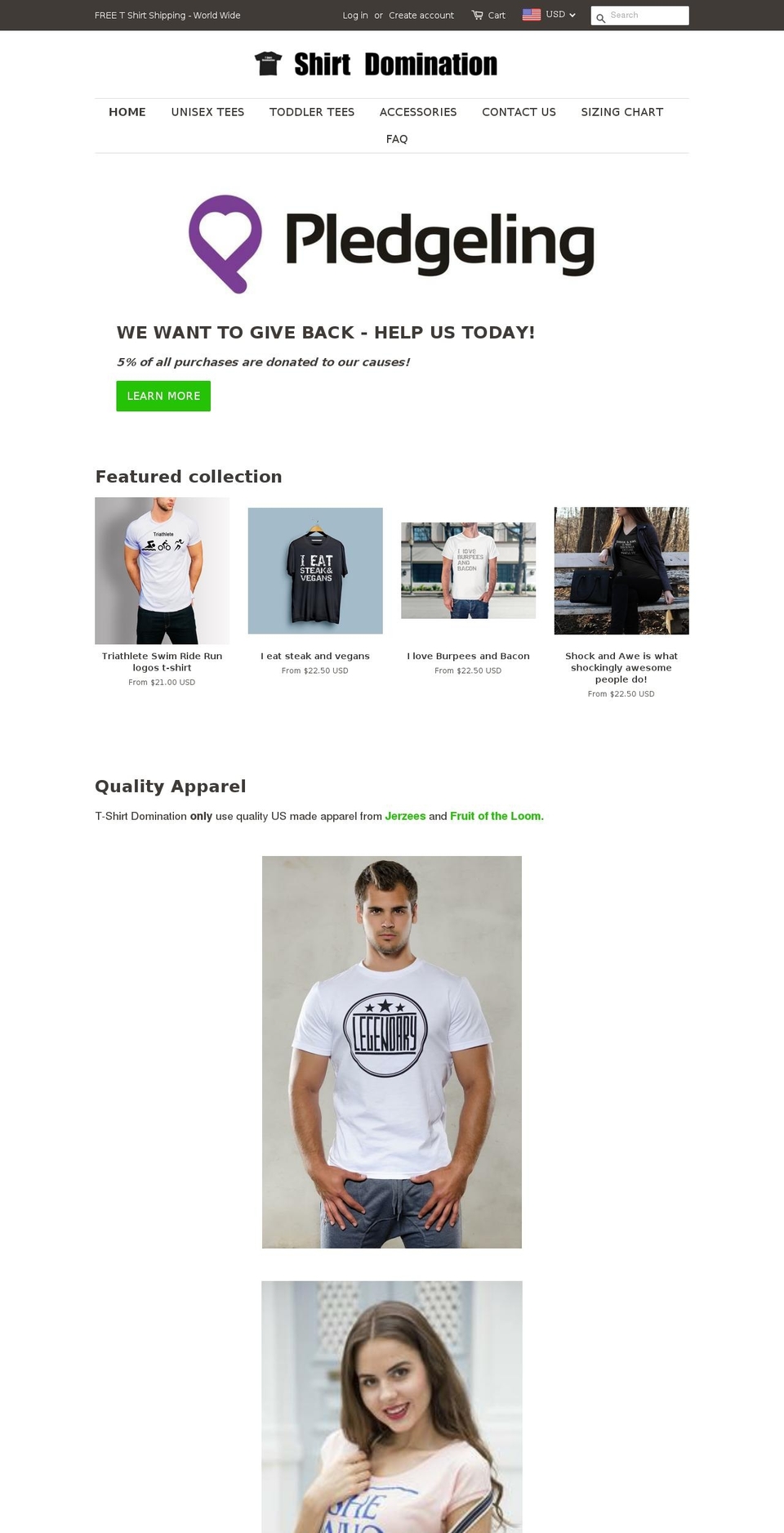 tshirtdomination.com — Shopify storefront screenshot