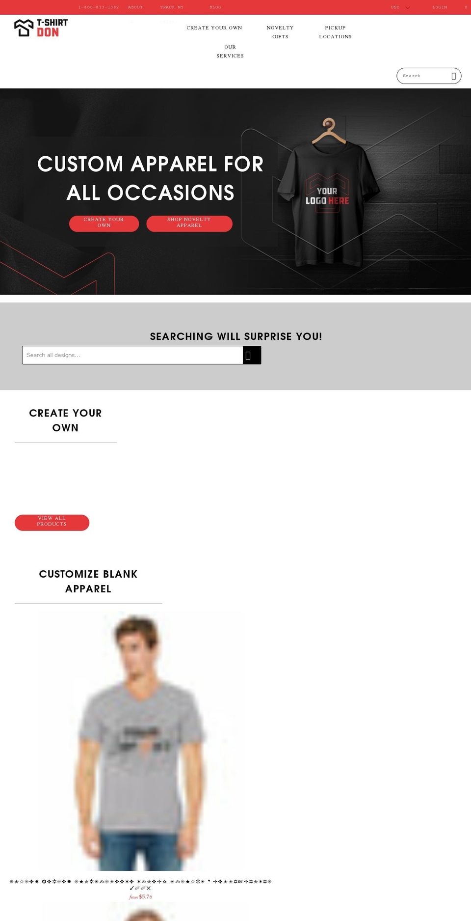 tshirtdon.com shopify website screenshot