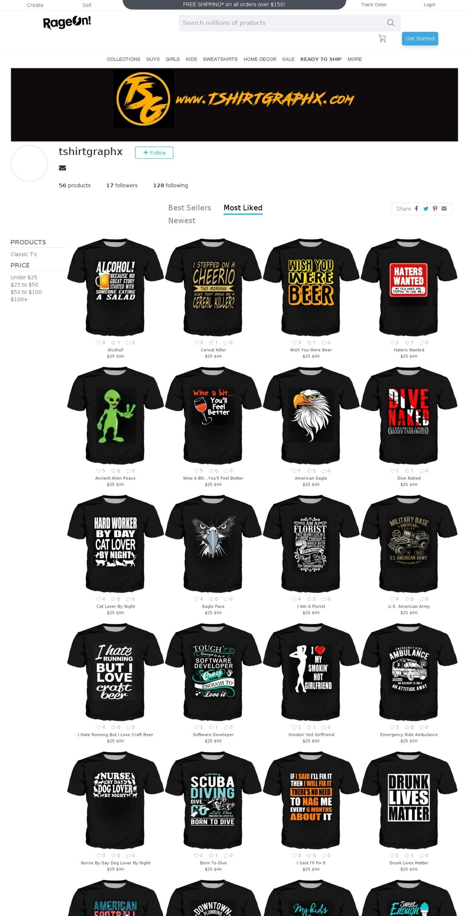 Production Theme Shopify theme site example tshirtgraphx.com