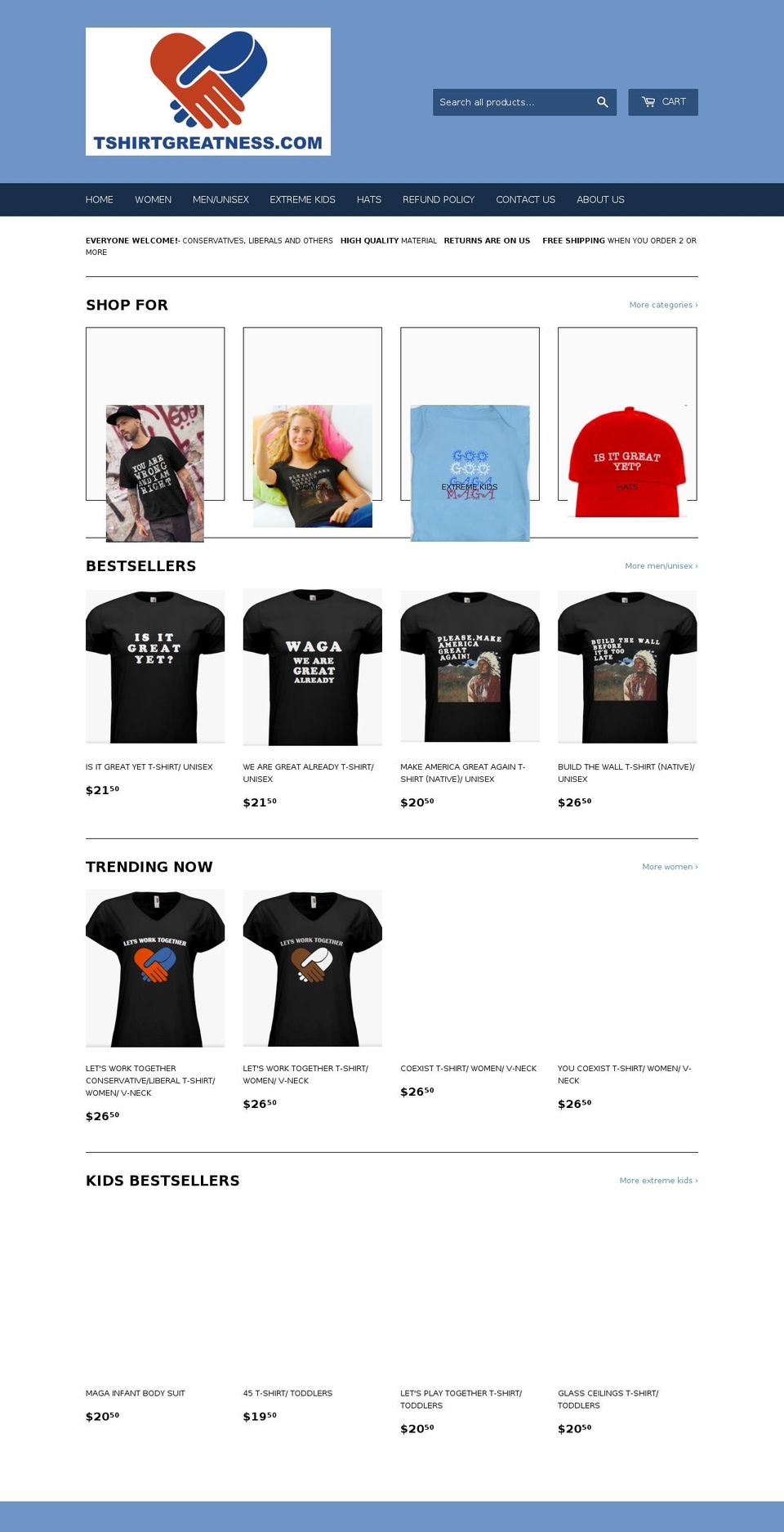tshirtgreatness.com — Shopify storefront screenshot