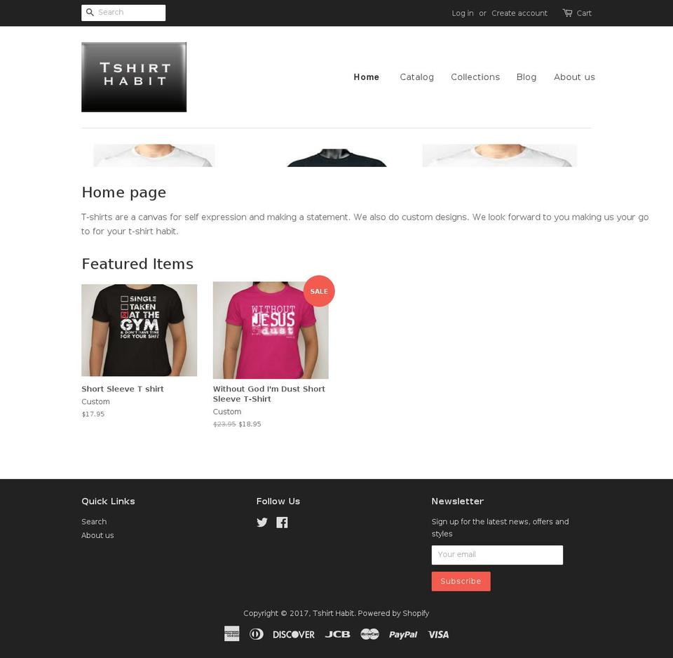 tshirthabit.com shopify website screenshot