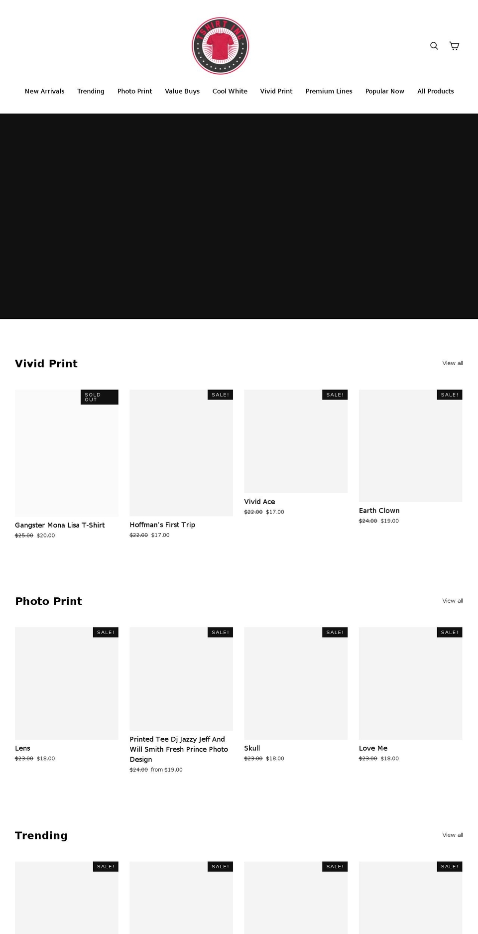tshirtinc.com — Shopify storefront screenshot