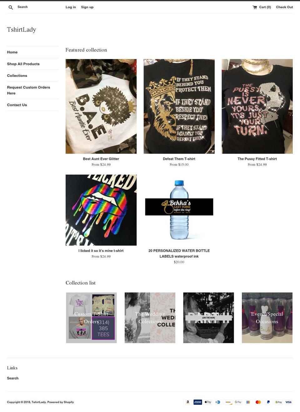 tshirtladystl.com — Shopify storefront screenshot