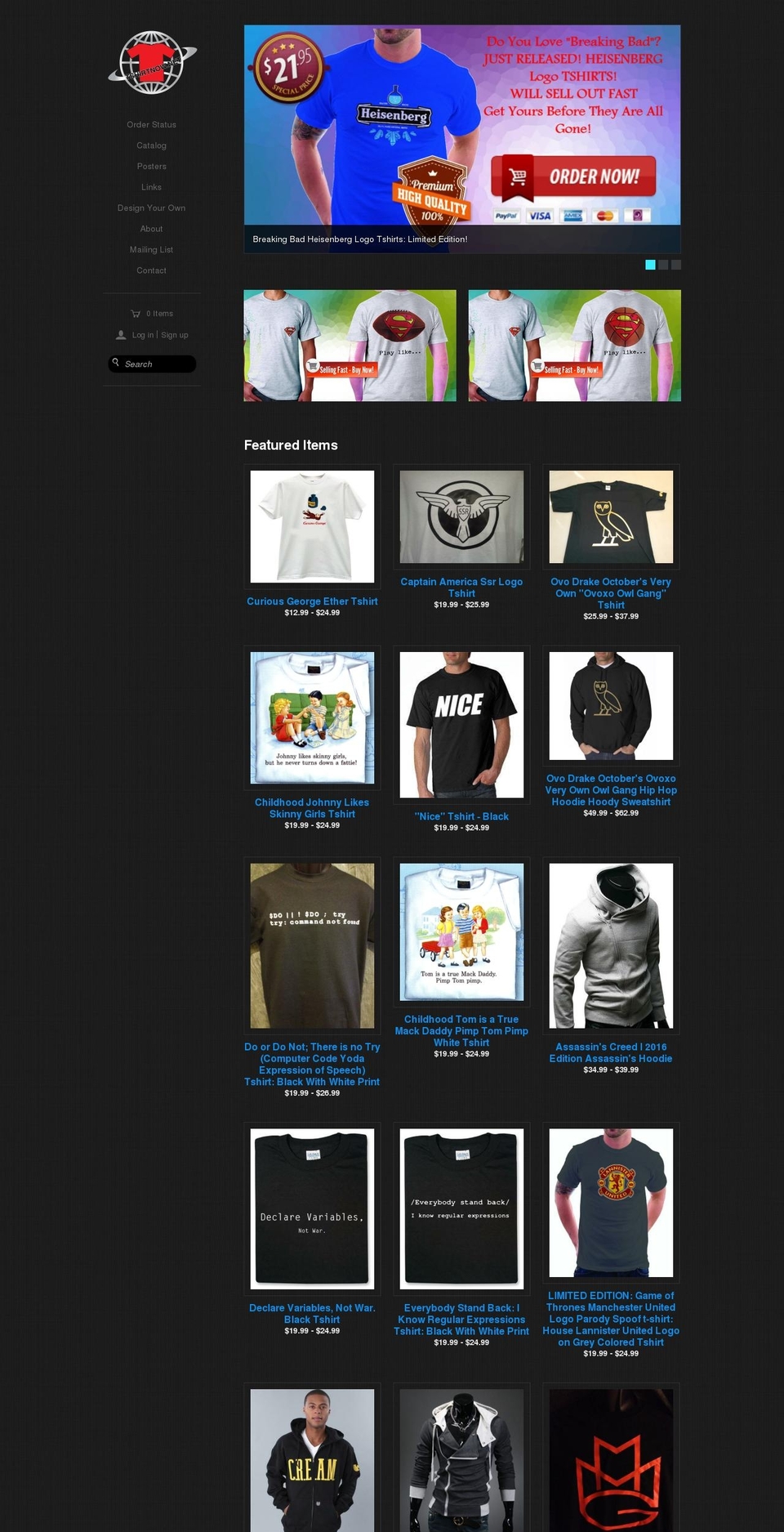 tshirtnow.us shopify website screenshot