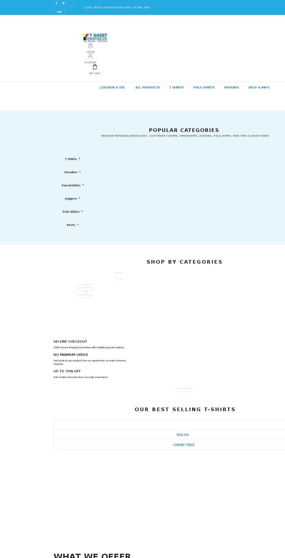 tshirtprintinguk.co.uk shopify website screenshot