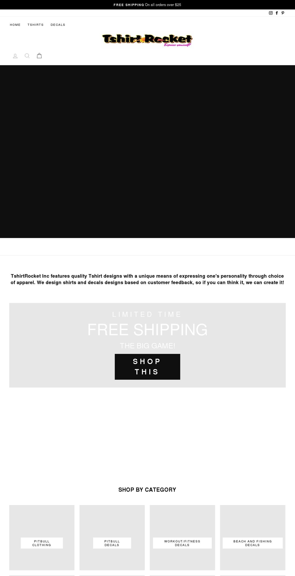 tshirtrocket.com shopify website screenshot