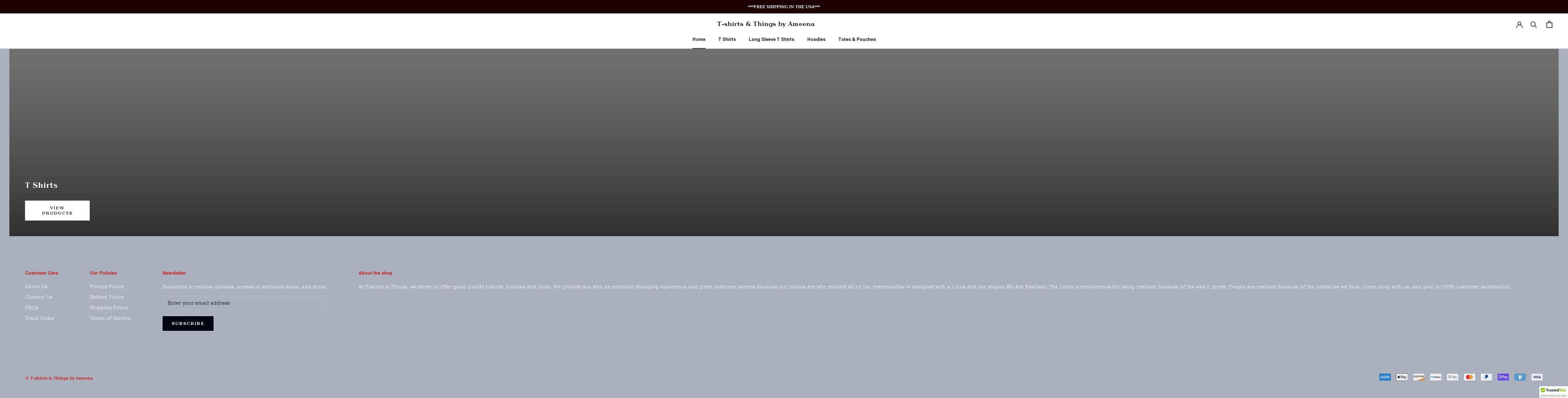 tshirtsandthingsbyameena.com shopify website screenshot