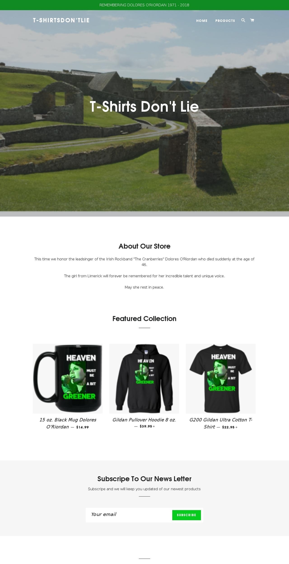 tshirtsdontlie.com shopify website screenshot