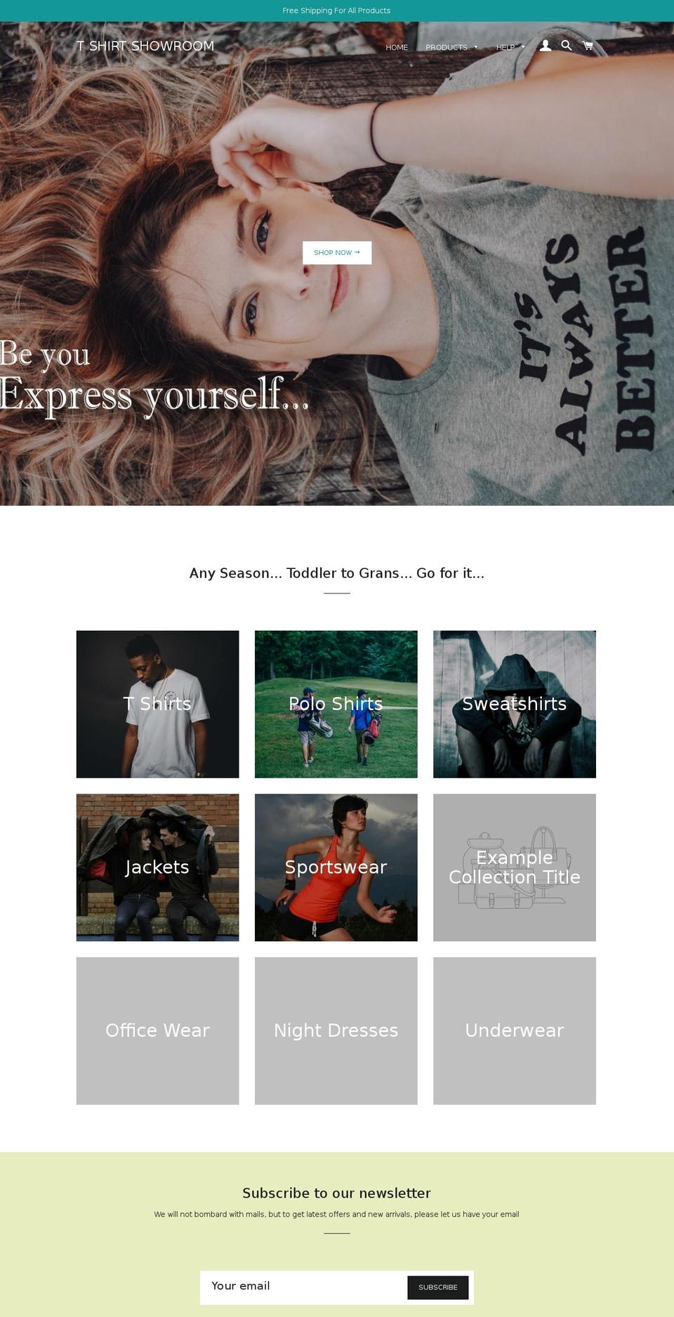 tshirtshowroom.com shopify website screenshot