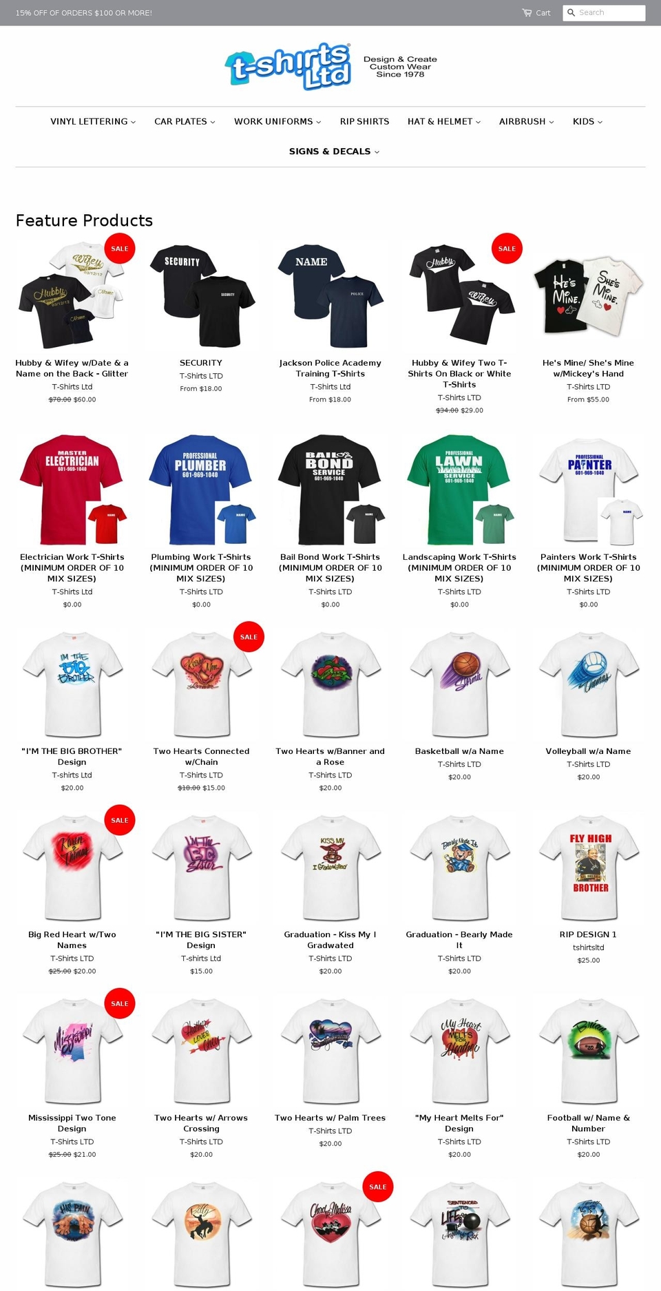 tshirtsltdonline.com — Shopify storefront screenshot