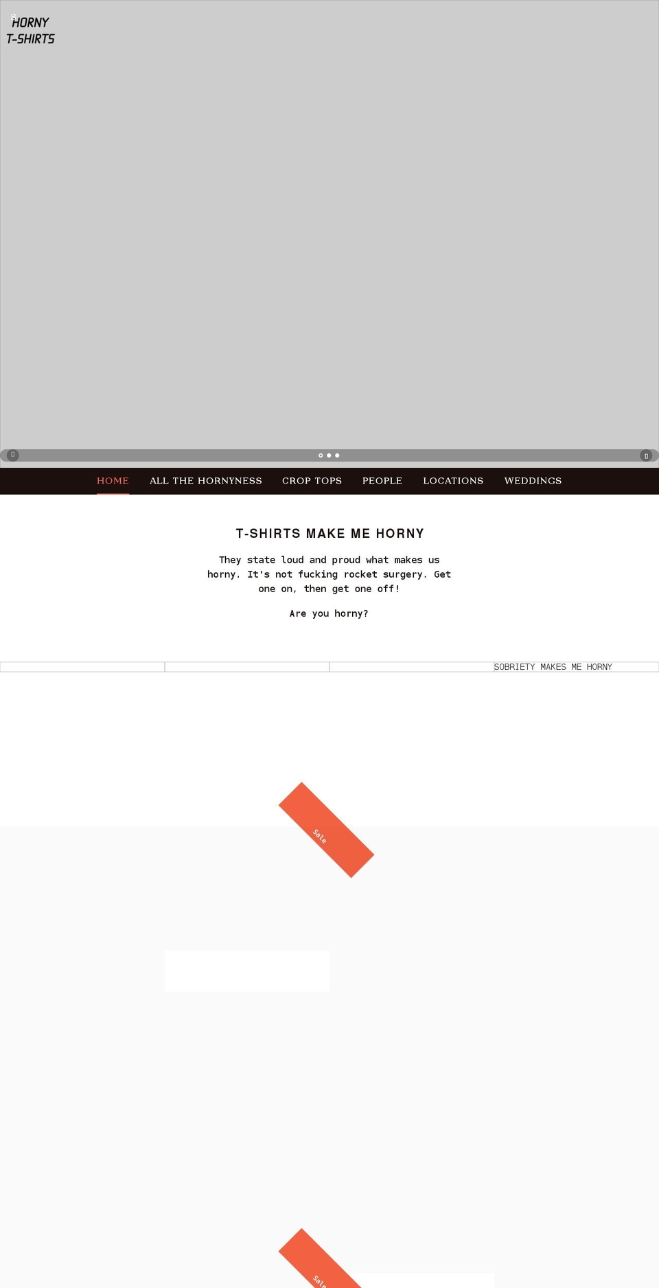 tshirtsmakemehorny.com shopify website screenshot