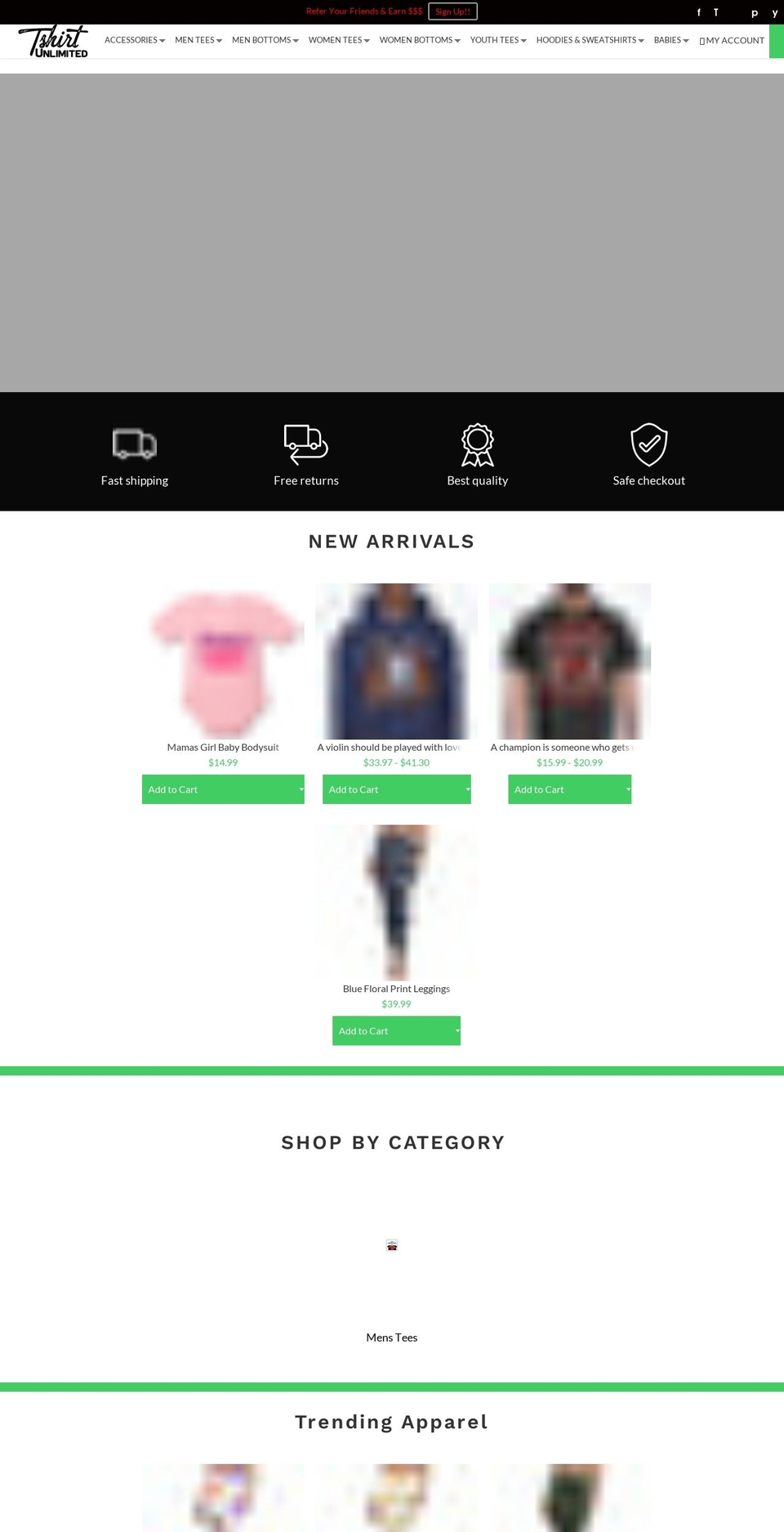 tshirtunlimited.com shopify website screenshot