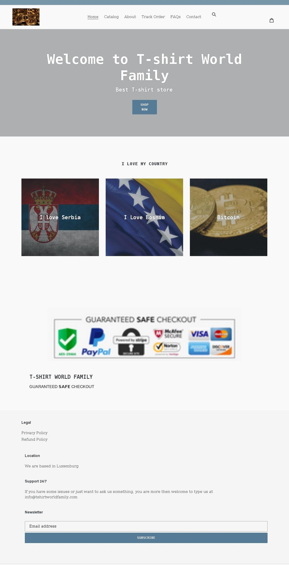 tshirtworldfamily.com shopify website screenshot