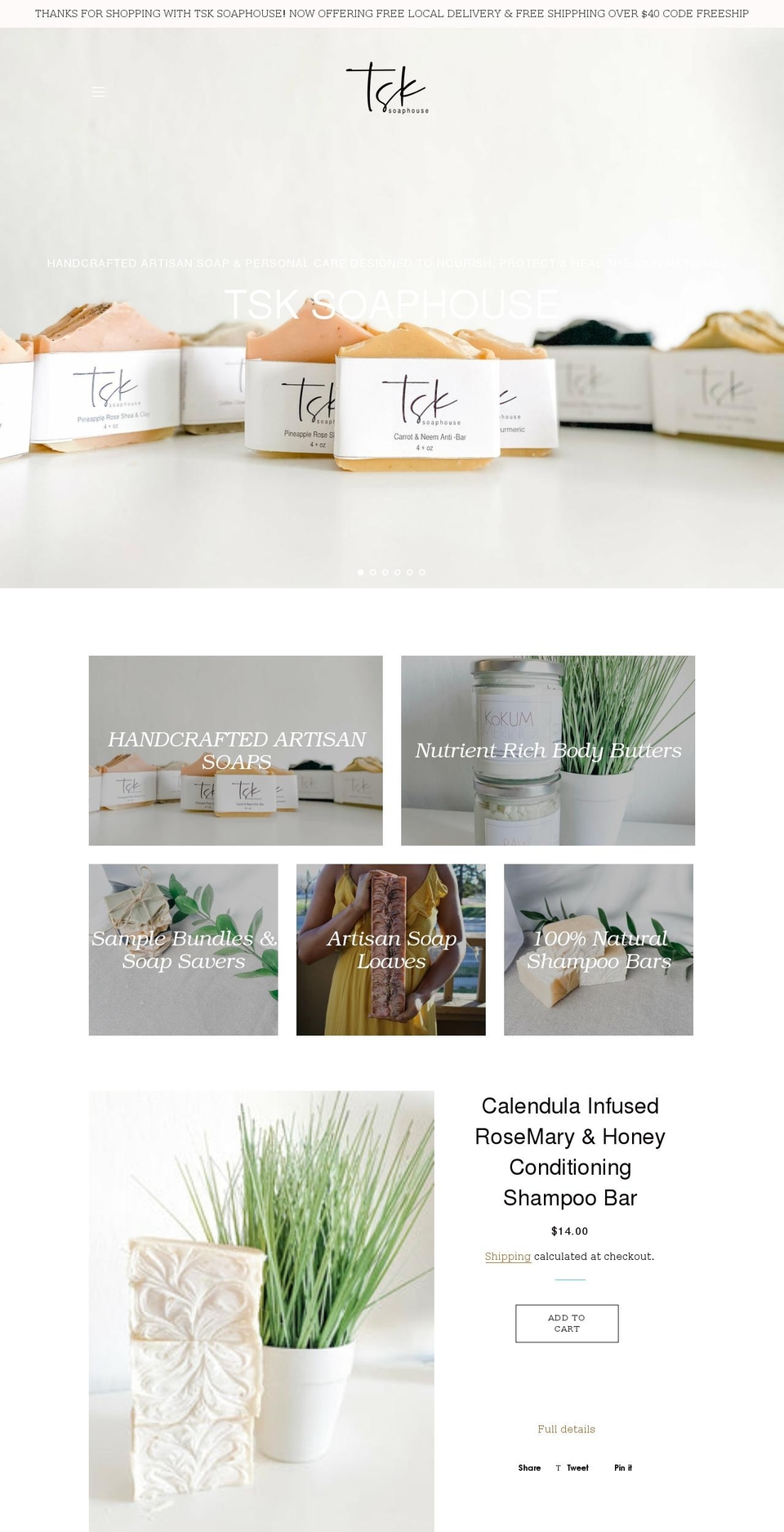 tskartisansoap.com shopify website screenshot