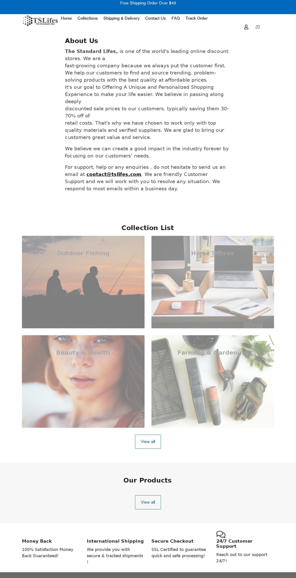 tslifes.com shopify website screenshot