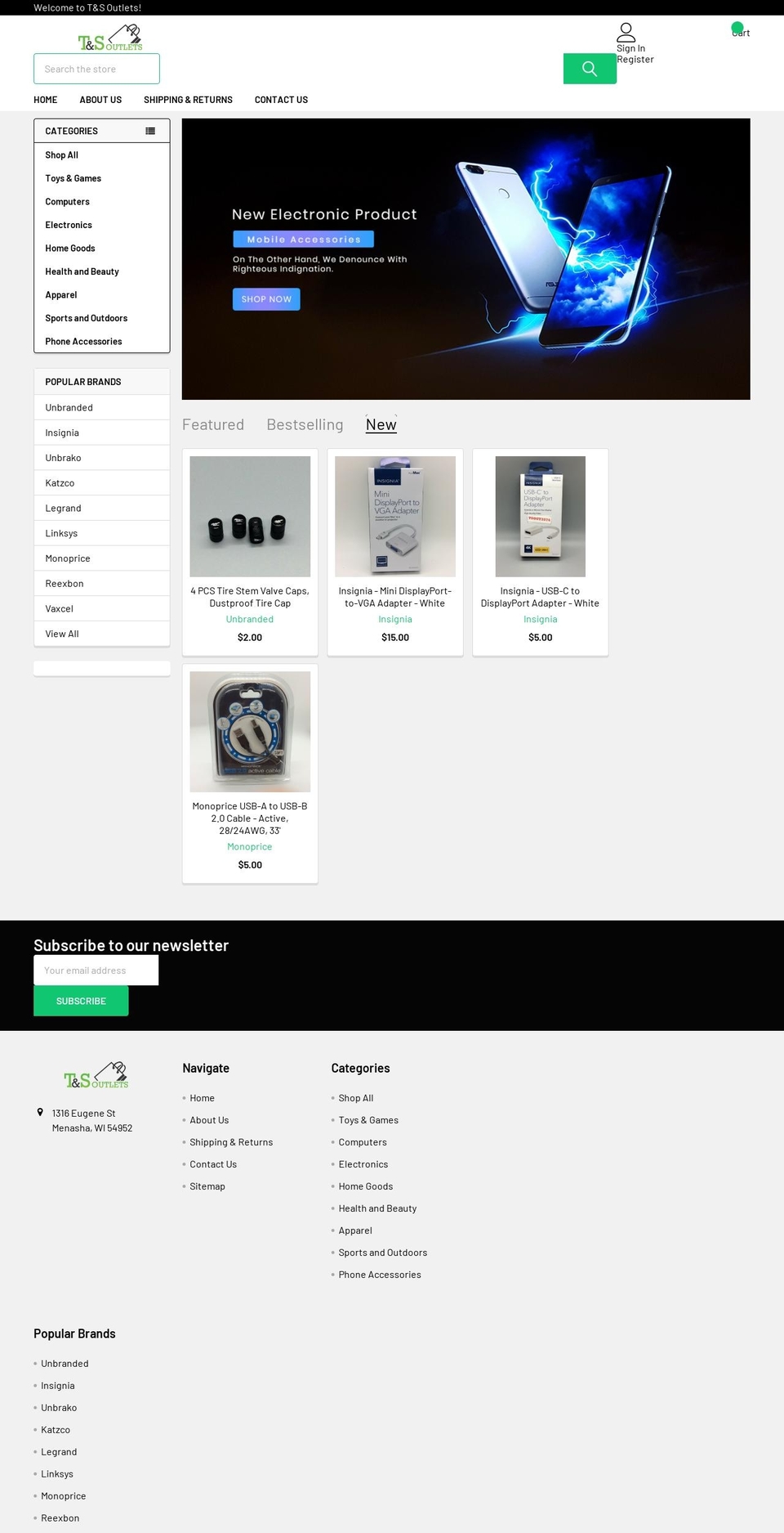 tsoutletstore.com shopify website screenshot