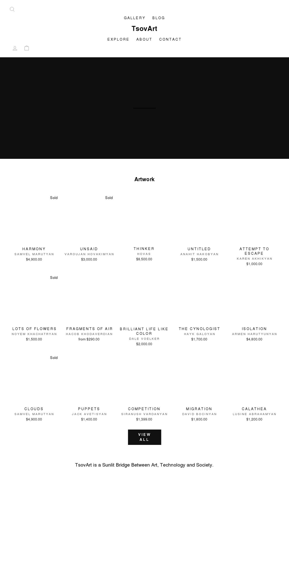 tsovart.com shopify website screenshot