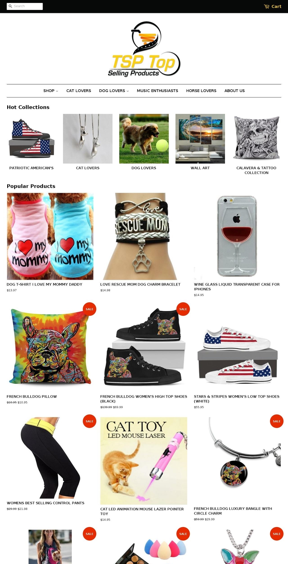 tsptopsellingproducts.com shopify website screenshot