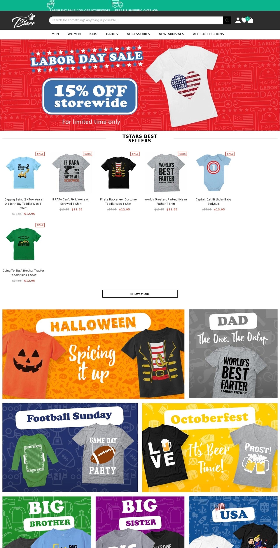 tstarsonline.com shopify website screenshot