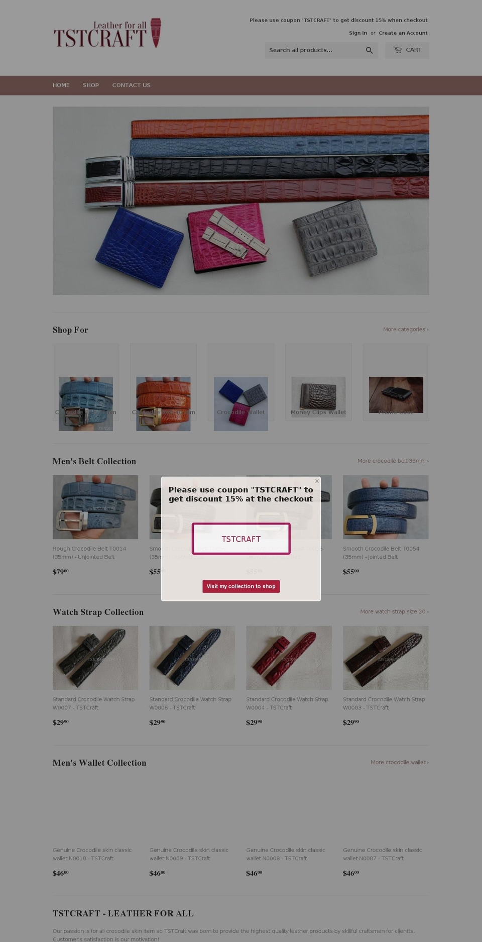 tstcraft.com — Shopify storefront screenshot