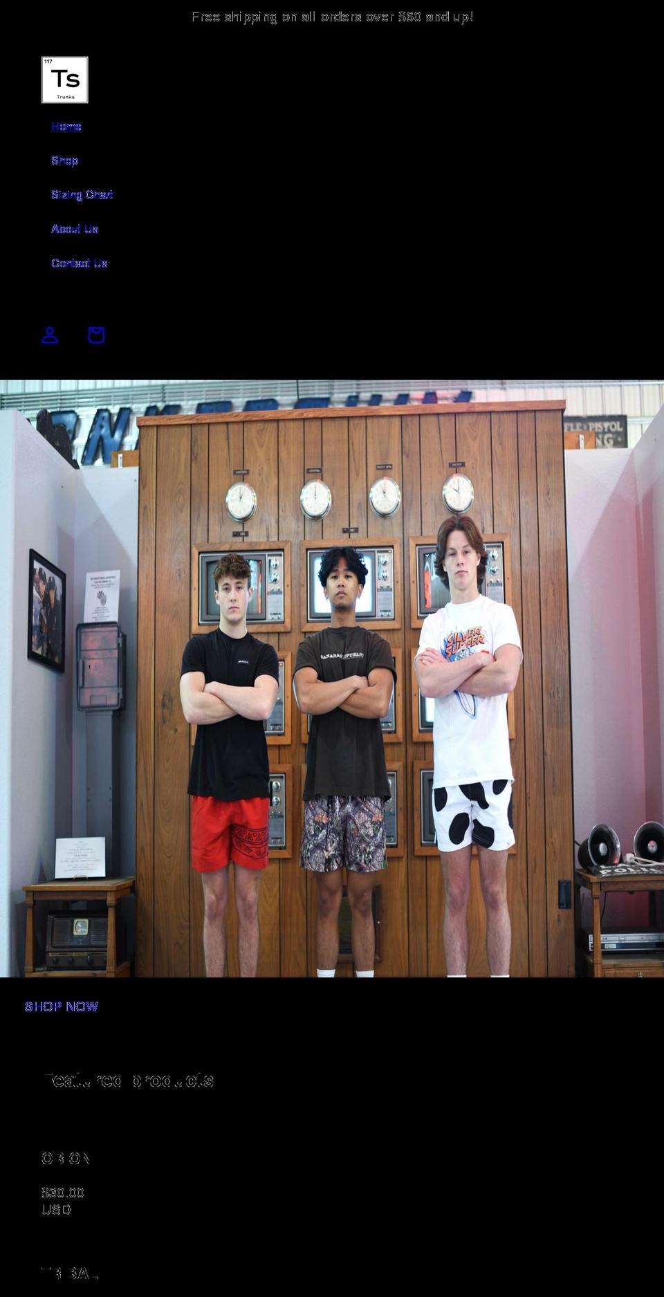 tstrunks.com shopify website screenshot