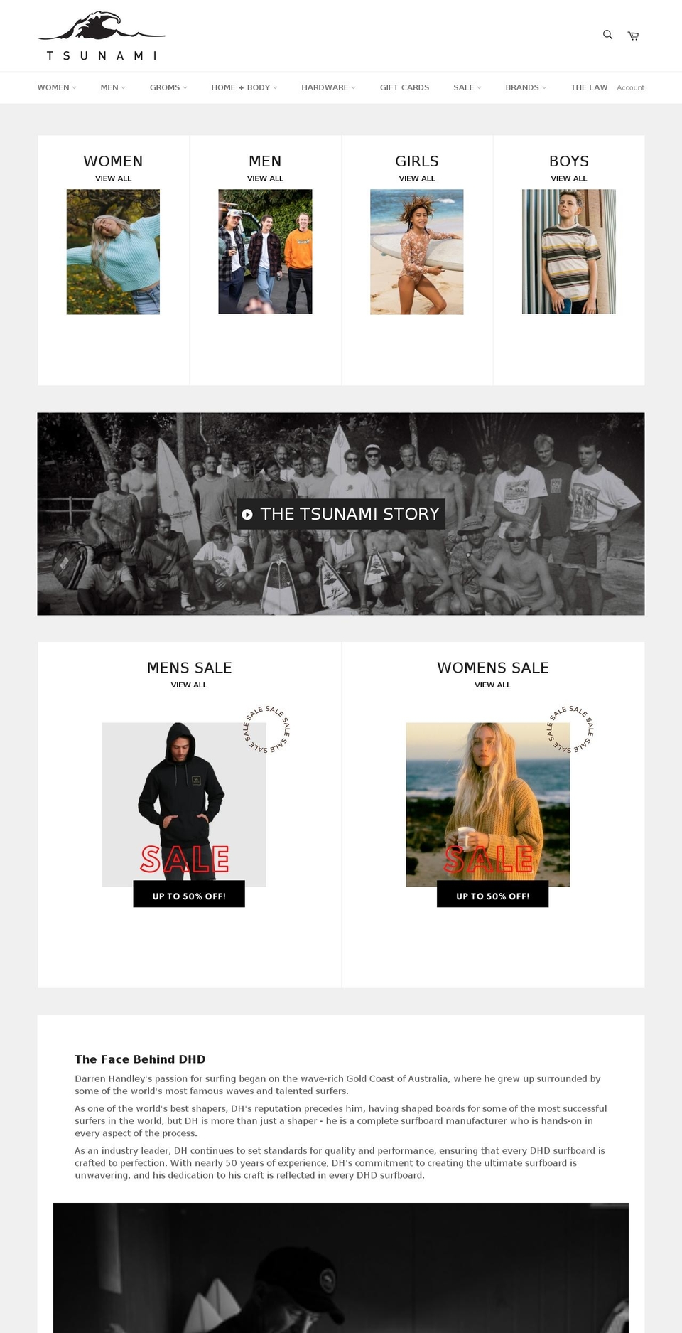 tsunamisurfer.com.au shopify website screenshot