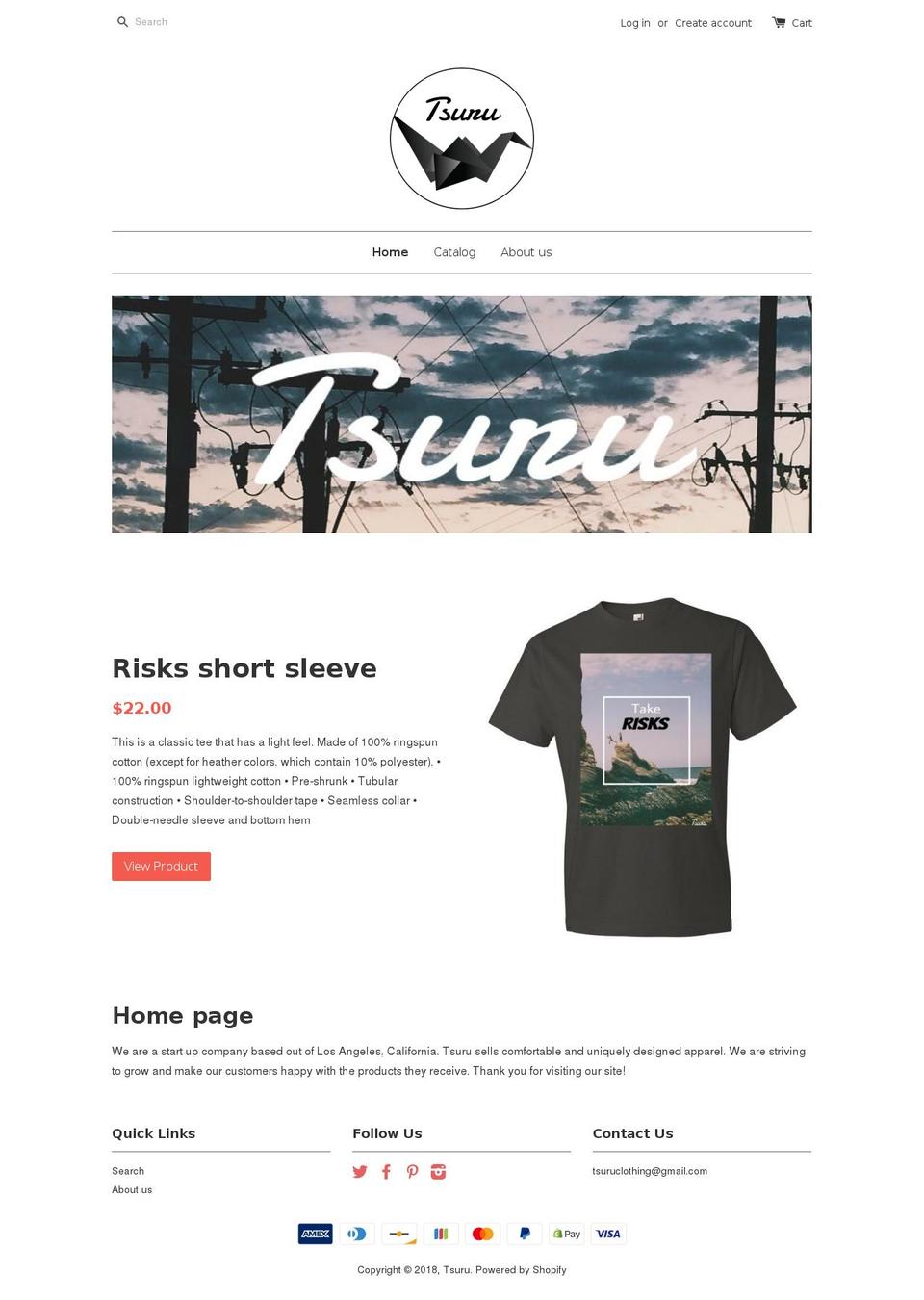 tsuruclothing.com shopify website screenshot