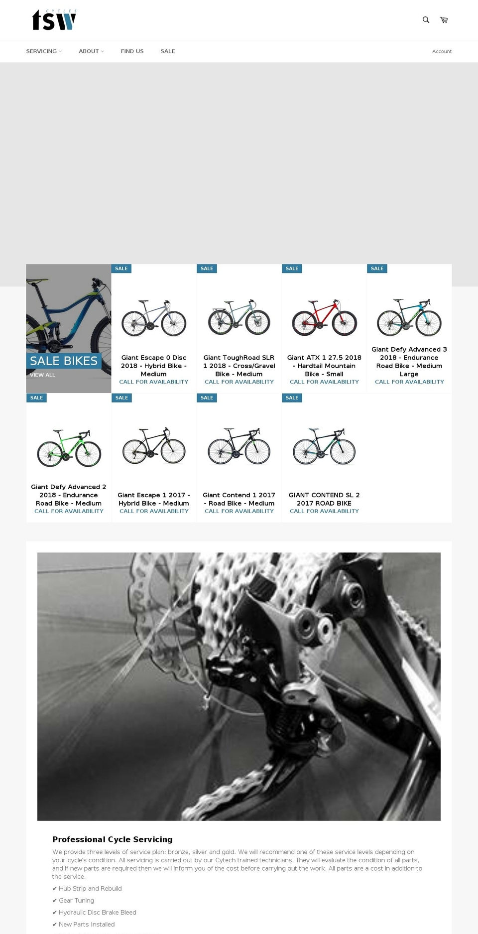 tswcycles.co.uk shopify website screenshot