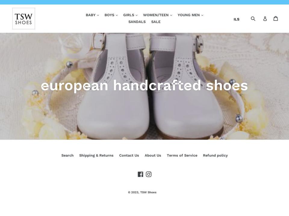 tswshoes.com — Shopify storefront screenshot