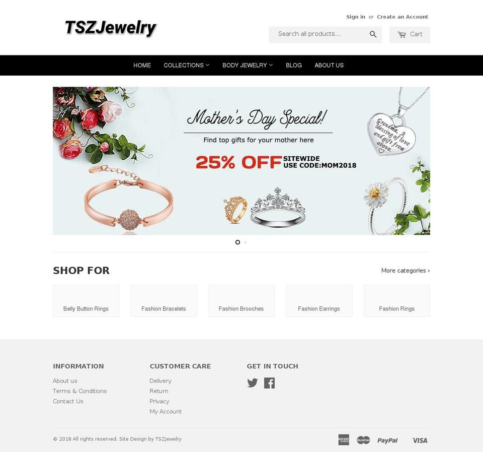 tszjewelry.com — Shopify storefront screenshot